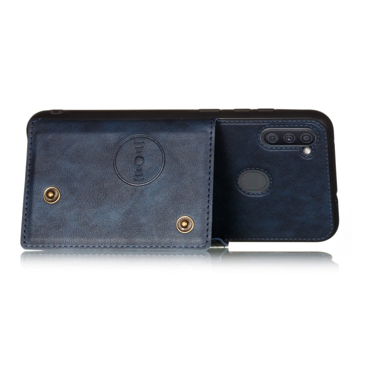 For Samsung Galaxy A11 Double Buckle PU + TPU Shockproof Magnetic Protective Case with Card Slot