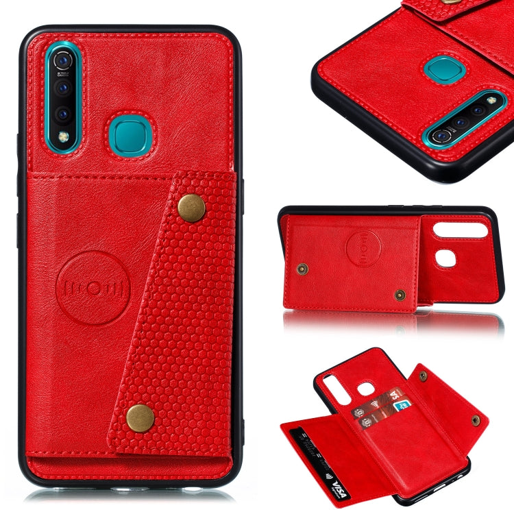 For vivo Y19 Double Buckle PU + TPU Shockproof Magnetic Protective Case with Card Slot