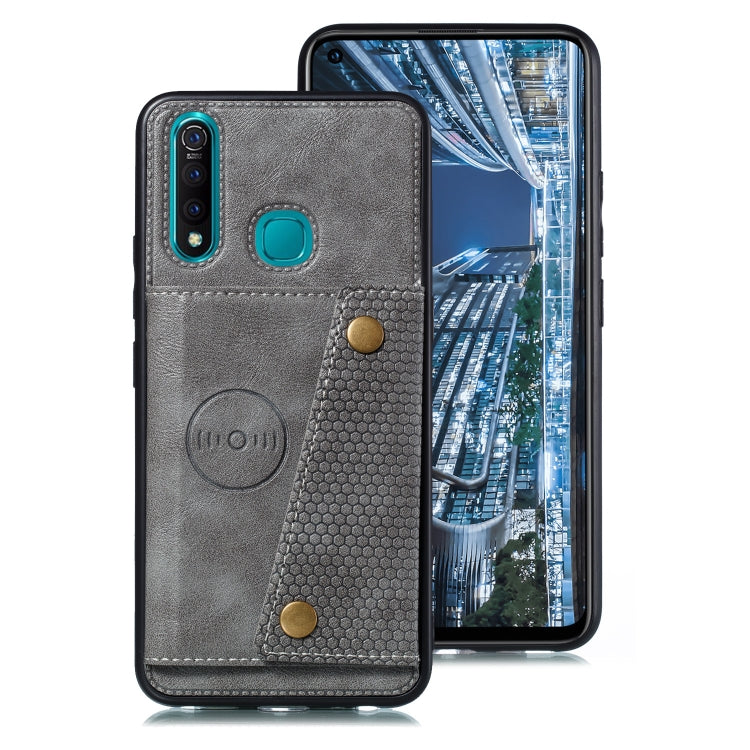 For vivo Y19 Double Buckle PU + TPU Shockproof Magnetic Protective Case with Card Slot