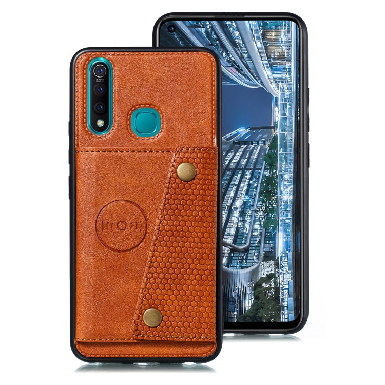 For vivo Y19 Double Buckle PU + TPU Shockproof Magnetic Protective Case with Card Slot