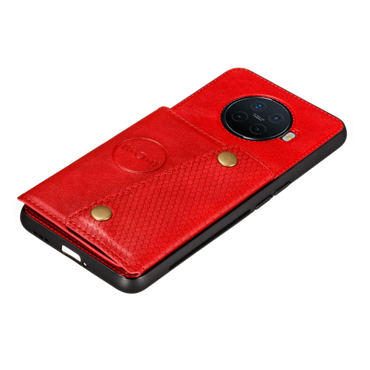 For OPPO Ace2 Double Buckle PU + TPU Shockproof Magnetic Protective Case with Card Slot