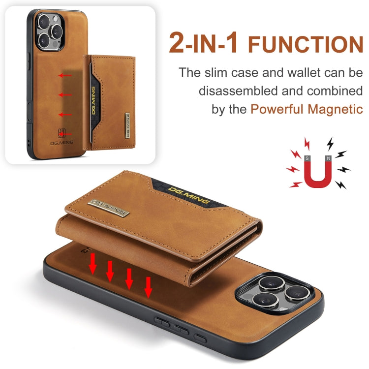 For iPhone 16 Pro Max DG.MING M2 Series 3-Fold Card Bag Wallet Leather Phone Case