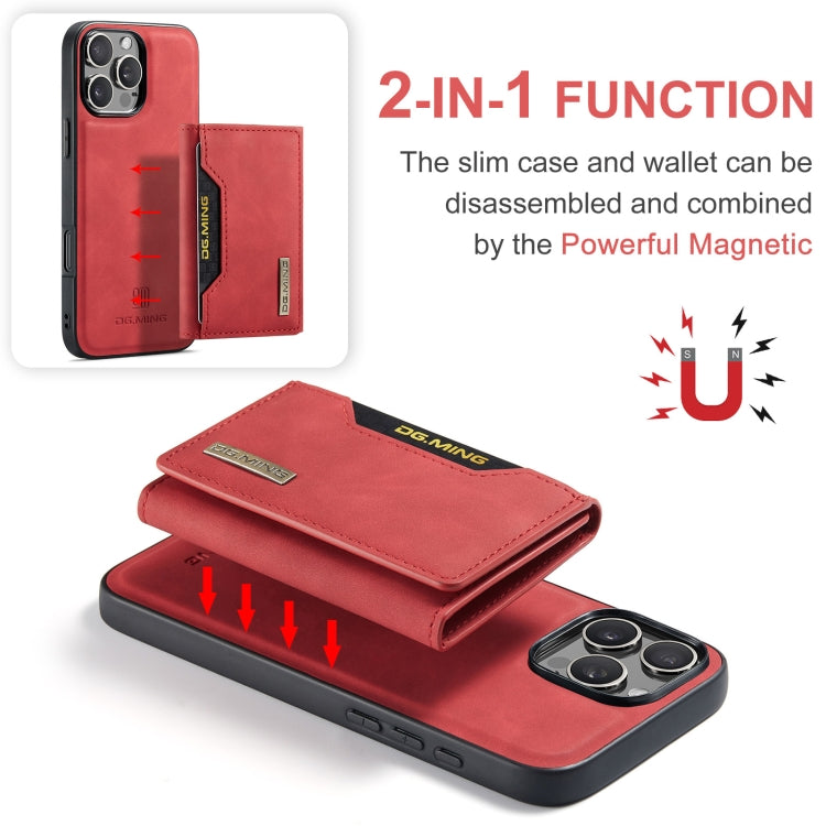 For iPhone 16 Pro Max DG.MING M2 Series 3-Fold Card Bag Wallet Leather Phone Case