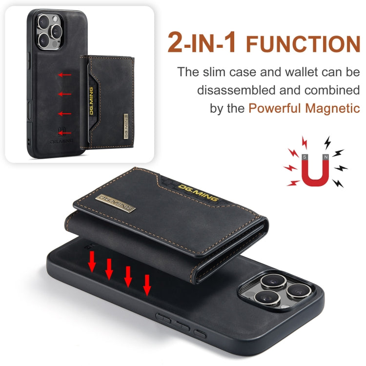 For iPhone 16 Pro DG.MING M2 Series 3-Fold Card Bag Wallet Leather Phone Case
