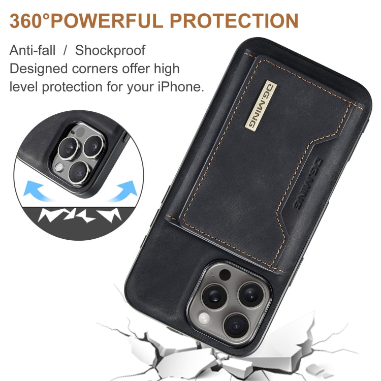 For iPhone 16 Pro DG.MING M2 Series 3-Fold Card Bag Wallet Leather Phone Case