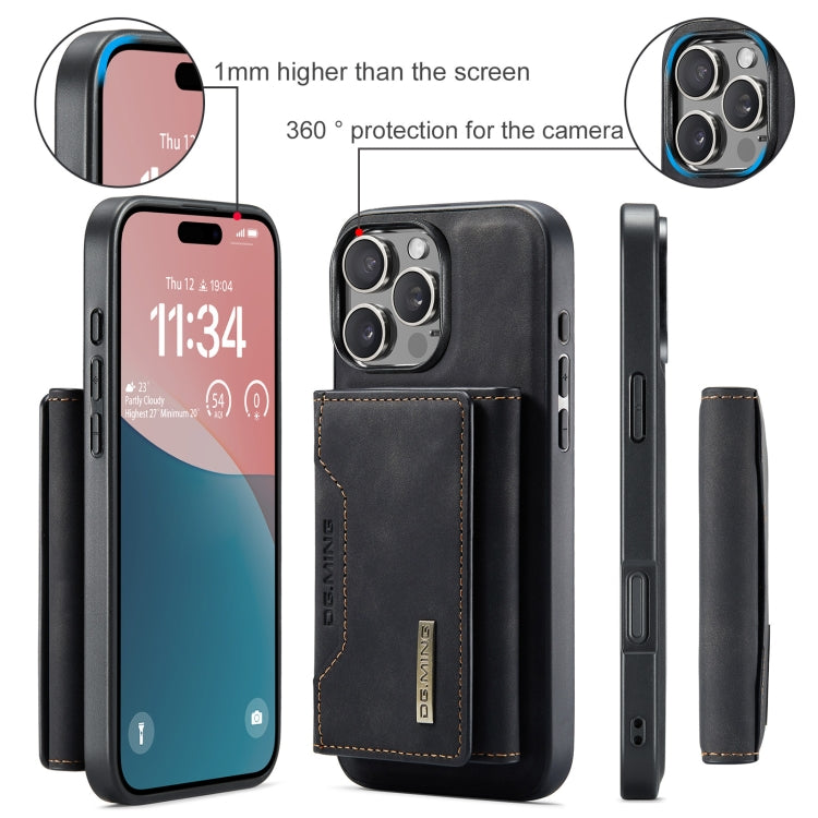For iPhone 16 Pro DG.MING M2 Series 3-Fold Card Bag Wallet Leather Phone Case