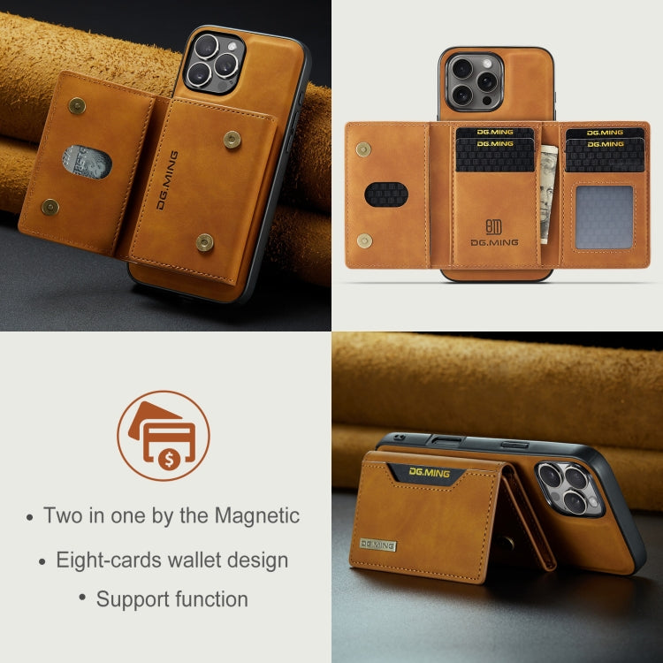 For iPhone 16 Pro DG.MING M2 Series 3-Fold Card Bag Wallet Leather Phone Case