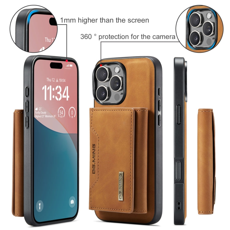 For iPhone 16 Pro DG.MING M2 Series 3-Fold Card Bag Wallet Leather Phone Case