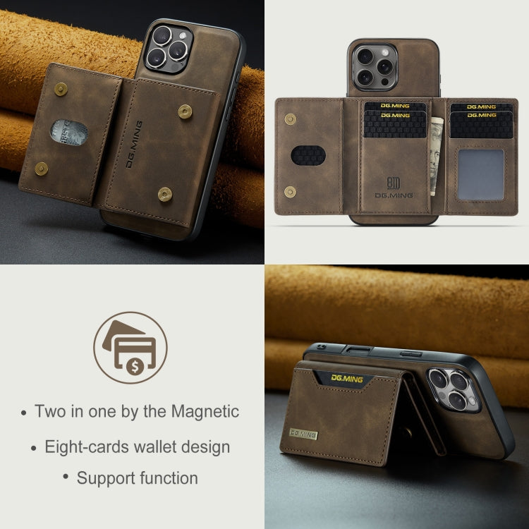 For iPhone 16 Pro DG.MING M2 Series 3-Fold Card Bag Wallet Leather Phone Case