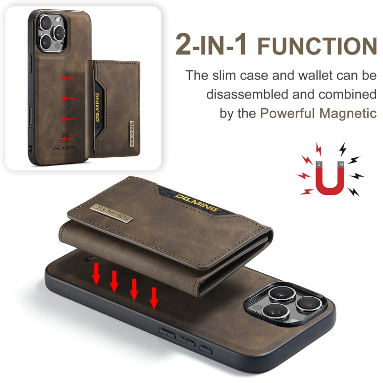 For iPhone 16 Pro DG.MING M2 Series 3-Fold Card Bag Wallet Leather Phone Case