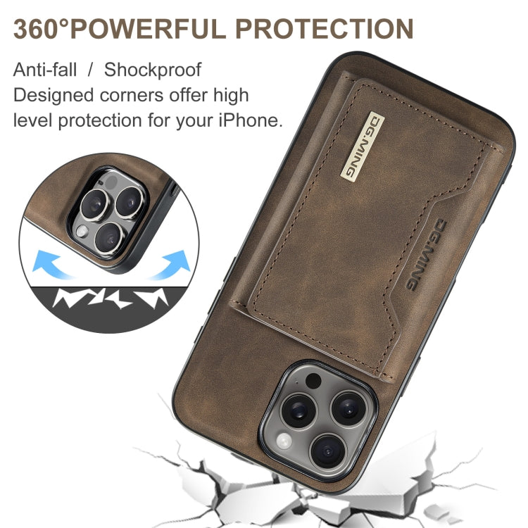 For iPhone 16 Pro DG.MING M2 Series 3-Fold Card Bag Wallet Leather Phone Case