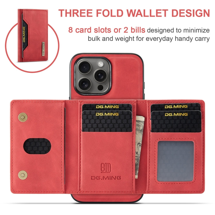 For iPhone 16 Pro DG.MING M2 Series 3-Fold Card Bag Wallet Leather Phone Case
