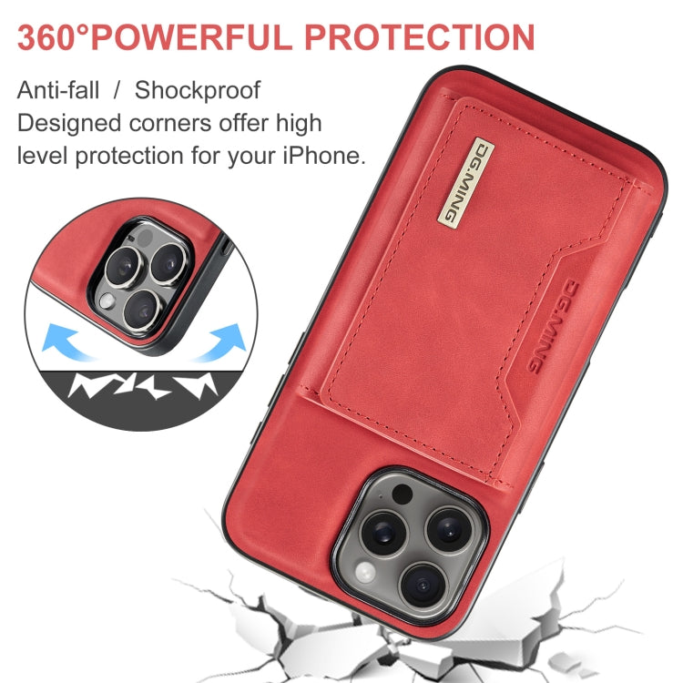 For iPhone 16 Pro DG.MING M2 Series 3-Fold Card Bag Wallet Leather Phone Case