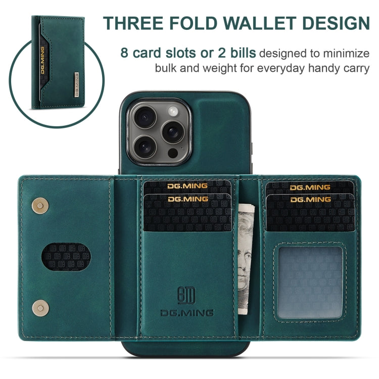 For iPhone 16 Pro DG.MING M2 Series 3-Fold Card Bag Wallet Leather Phone Case