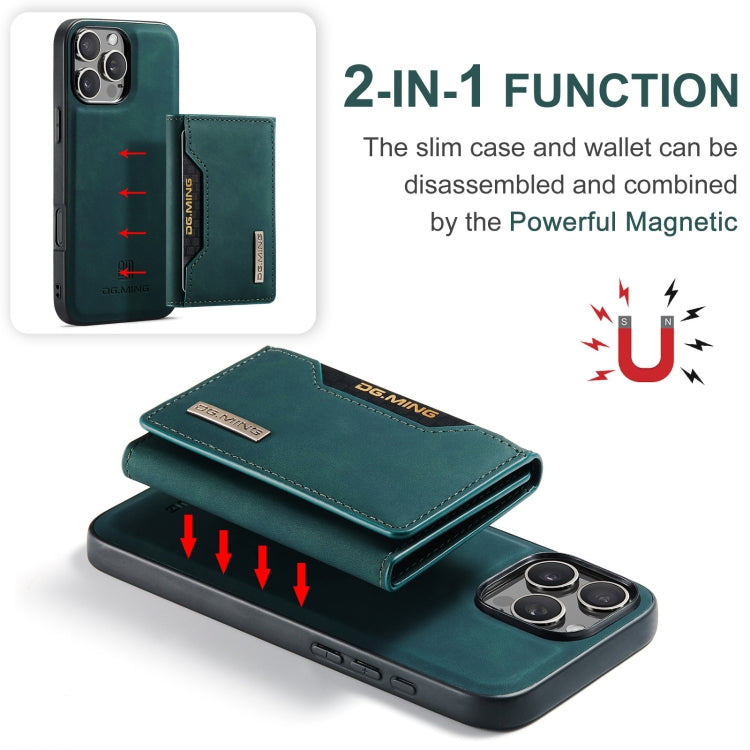 For iPhone 16 Pro DG.MING M2 Series 3-Fold Card Bag Wallet Leather Phone Case