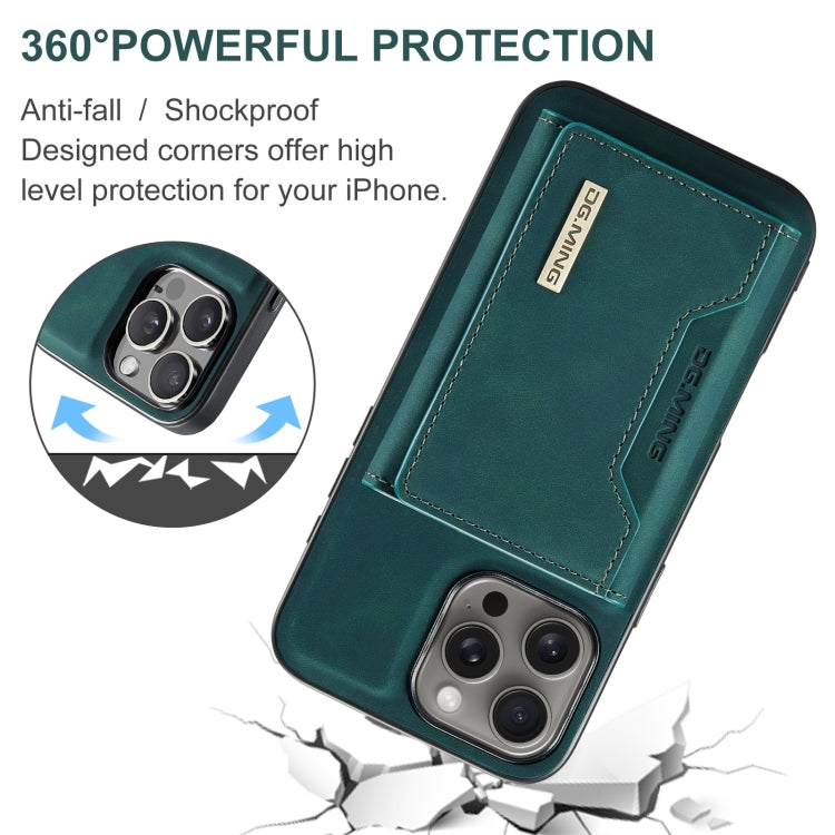 For iPhone 16 Pro DG.MING M2 Series 3-Fold Card Bag Wallet Leather Phone Case