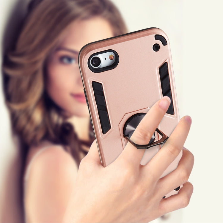 For iPhone SE 2022 / SE 2020 / 8 / 7 2 in 1 Armour Series PC + TPU Protective Case with Ring Holder