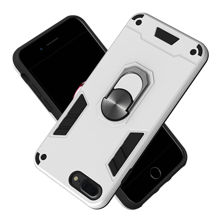For iPhone 8 Plus / 7 Plus 2 in 1 Armour Series PC + TPU Protective Case with Ring Holder