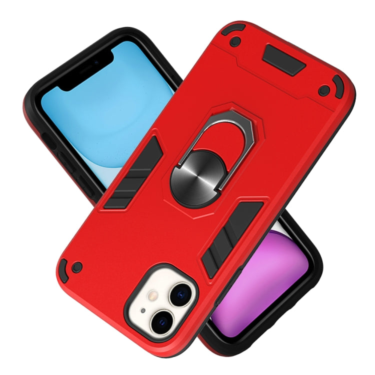 For iPhone 11 2 in 1 Armour Series PC + TPU Protective Case with Ring Holder
