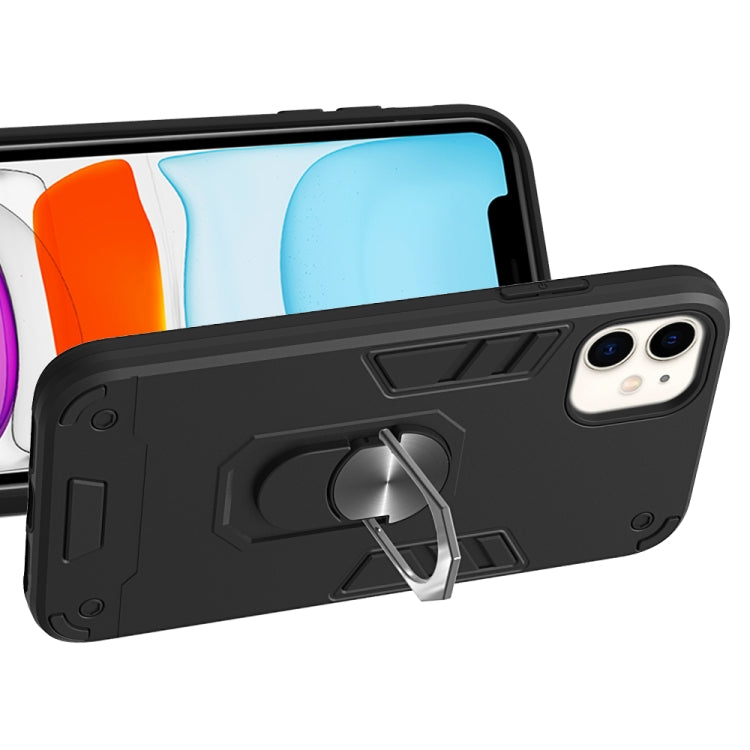 For iPhone 11 2 in 1 Armour Series PC + TPU Protective Case with Ring Holder
