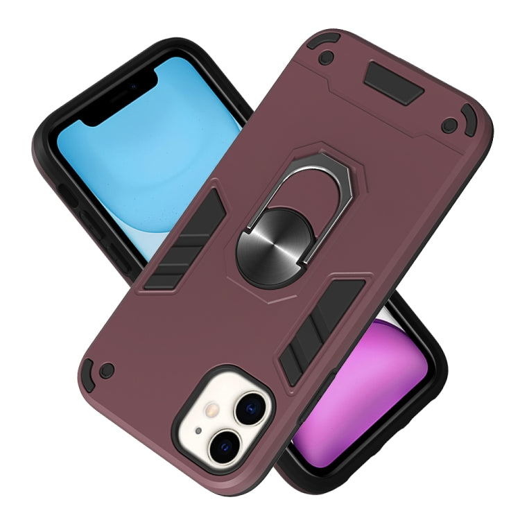 For iPhone 11 2 in 1 Armour Series PC + TPU Protective Case with Ring Holder