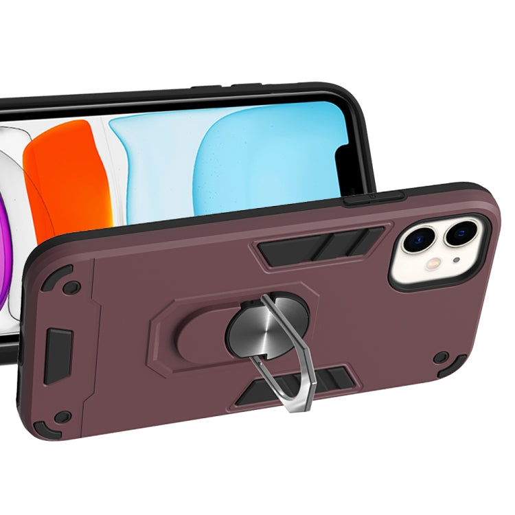For iPhone 11 2 in 1 Armour Series PC + TPU Protective Case with Ring Holder
