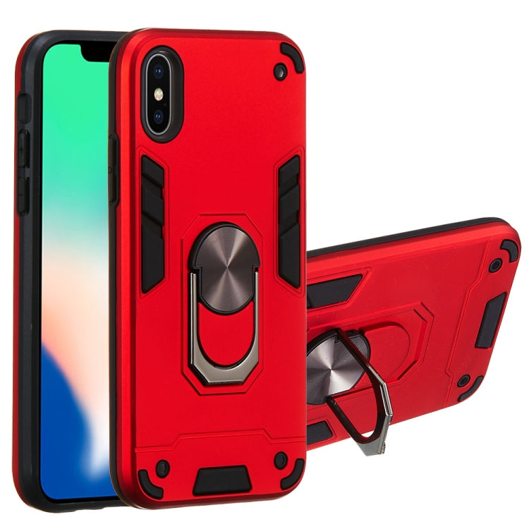 For iPhone X / XS 2 in 1 Armour Series PC + TPU Protective Case with Ring Holder