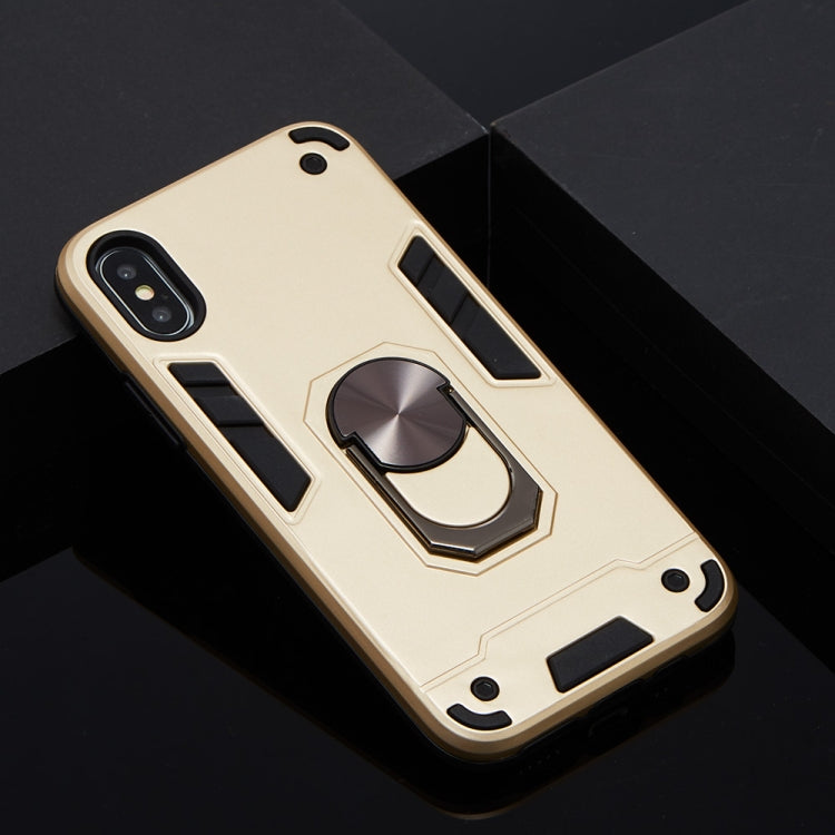 For iPhone X / XS 2 in 1 Armour Series PC + TPU Protective Case with Ring Holder