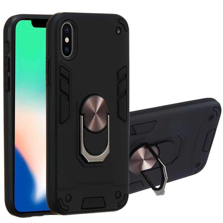 For iPhone X / XS 2 in 1 Armour Series PC + TPU Protective Case with Ring Holder