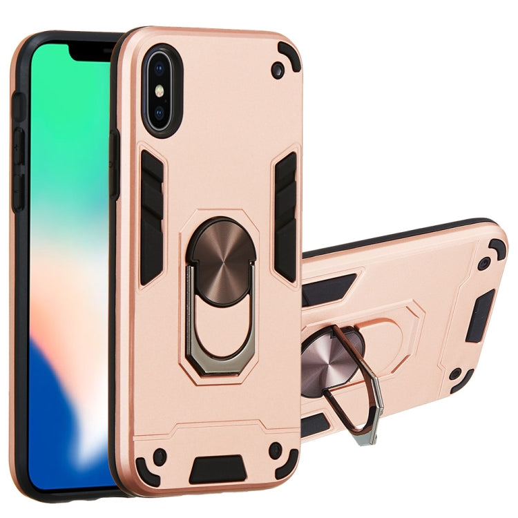 For iPhone X / XS 2 in 1 Armour Series PC + TPU Protective Case with Ring Holder