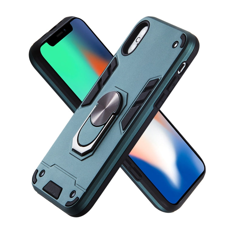 For iPhone X / XS 2 in 1 Armour Series PC + TPU Protective Case with Ring Holder