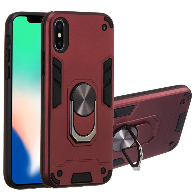 For iPhone X / XS 2 in 1 Armour Series PC + TPU Protective Case with Ring Holder