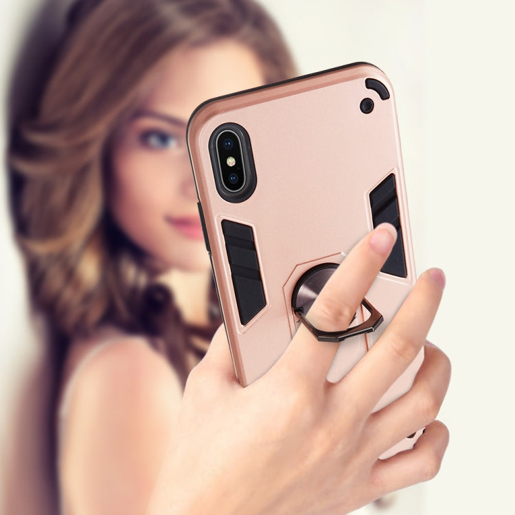 For iPhone X / XS 2 in 1 Armour Series PC + TPU Protective Case with Ring Holder
