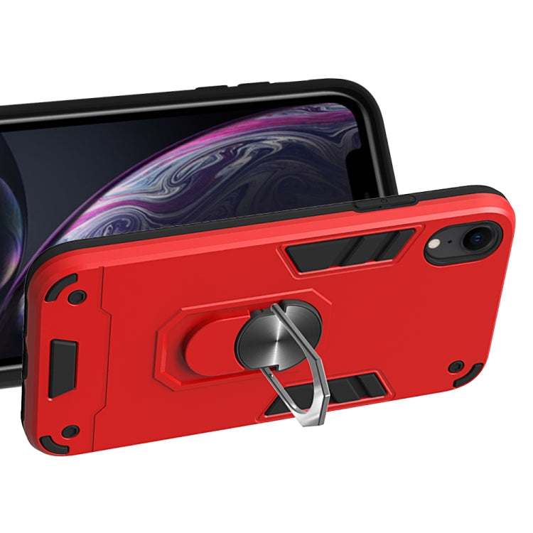 For iPhone XR 2 in 1 Armour Series PC + TPU Protective Case with Ring Holder