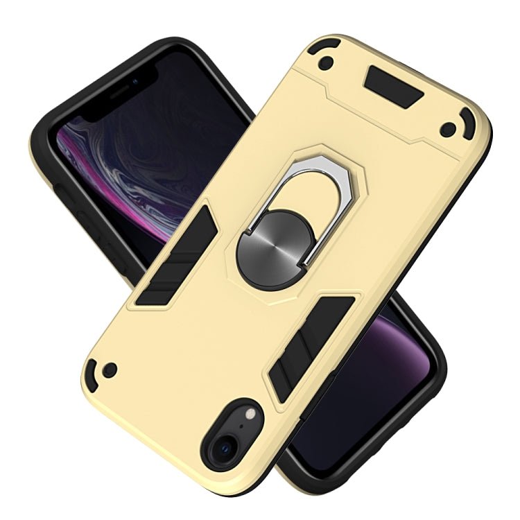 For iPhone XR 2 in 1 Armour Series PC + TPU Protective Case with Ring Holder