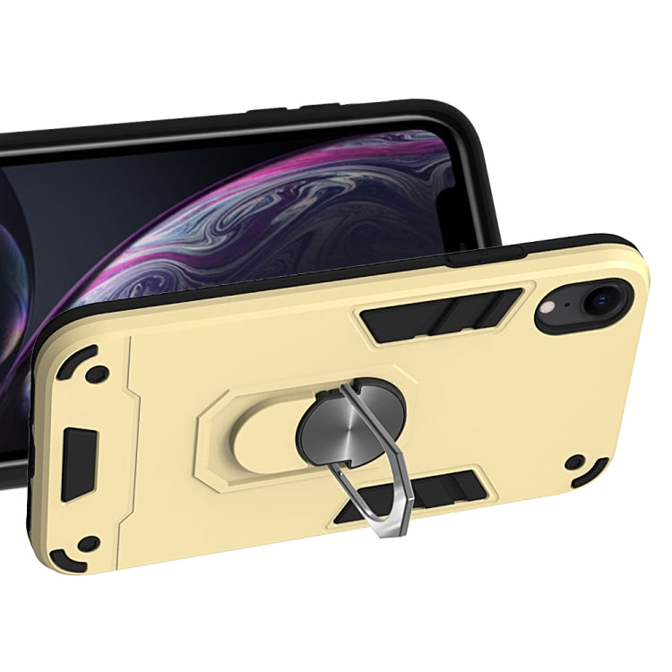 For iPhone XR 2 in 1 Armour Series PC + TPU Protective Case with Ring Holder