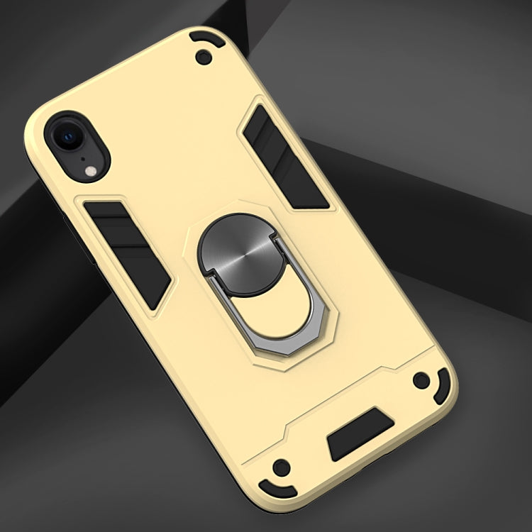 For iPhone XR 2 in 1 Armour Series PC + TPU Protective Case with Ring Holder