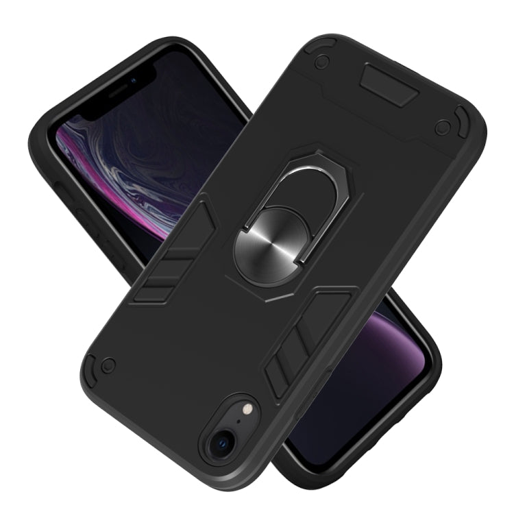 For iPhone XR 2 in 1 Armour Series PC + TPU Protective Case with Ring Holder