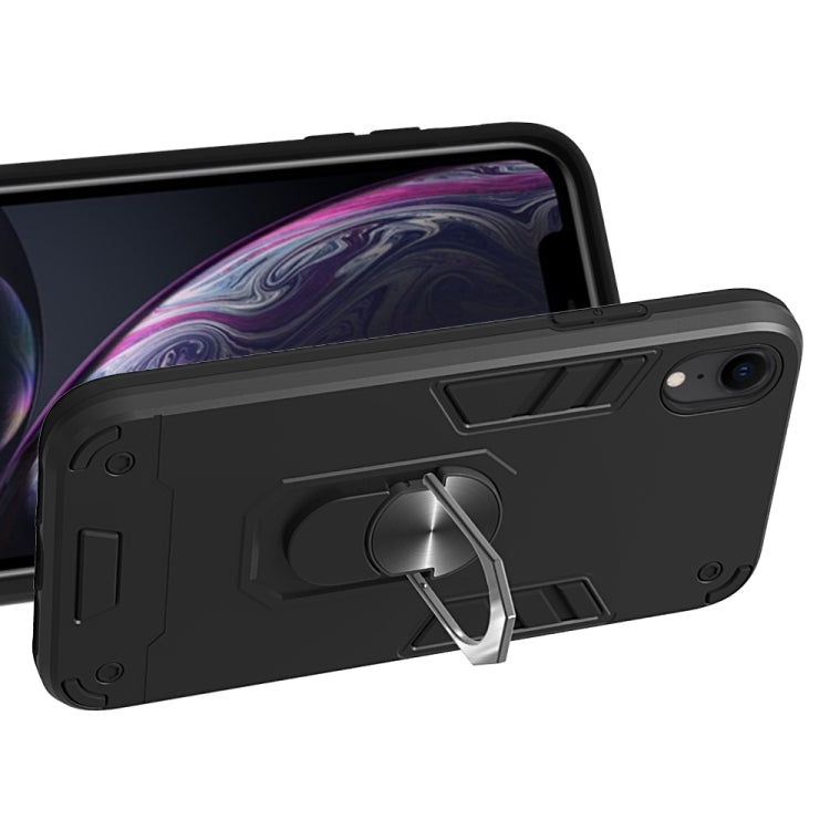 For iPhone XR 2 in 1 Armour Series PC + TPU Protective Case with Ring Holder