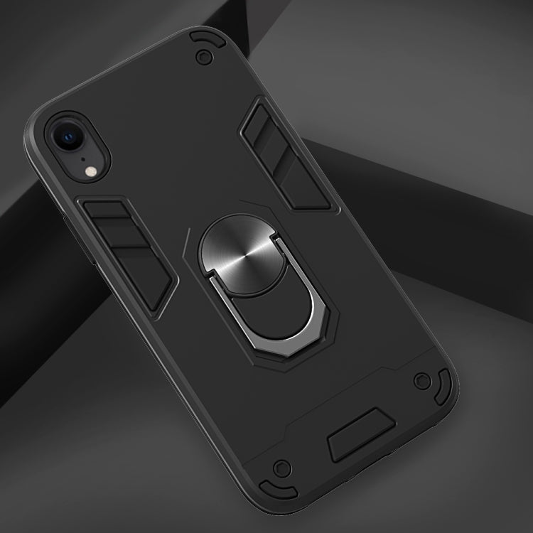 For iPhone XR 2 in 1 Armour Series PC + TPU Protective Case with Ring Holder