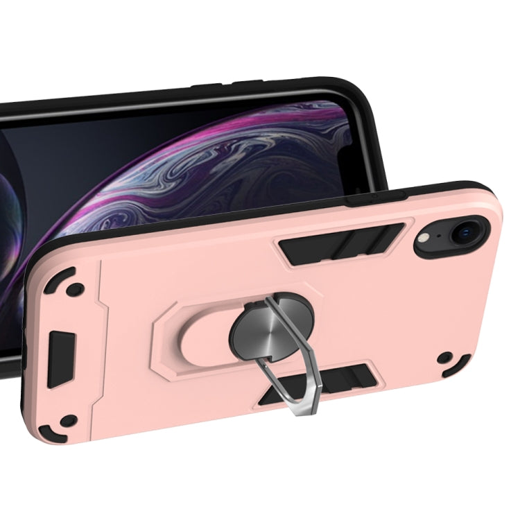 For iPhone XR 2 in 1 Armour Series PC + TPU Protective Case with Ring Holder
