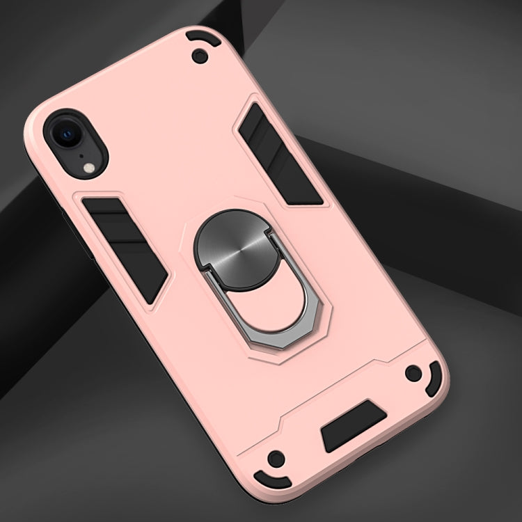 For iPhone XR 2 in 1 Armour Series PC + TPU Protective Case with Ring Holder