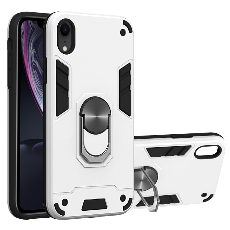 For iPhone XR 2 in 1 Armour Series PC + TPU Protective Case with Ring Holder