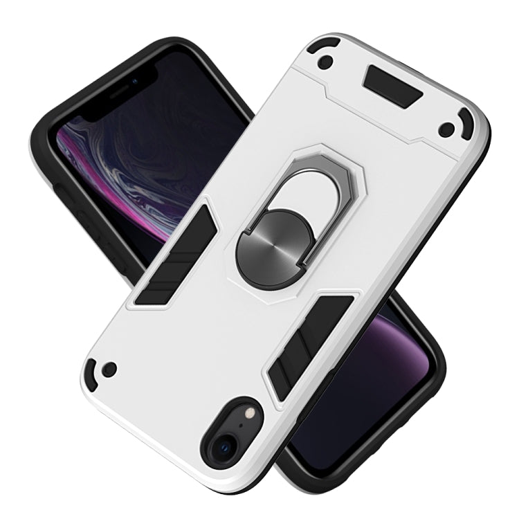 For iPhone XR 2 in 1 Armour Series PC + TPU Protective Case with Ring Holder