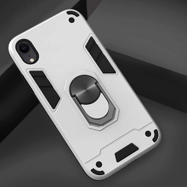 For iPhone XR 2 in 1 Armour Series PC + TPU Protective Case with Ring Holder