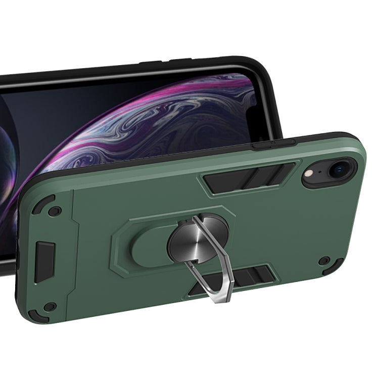 For iPhone XR 2 in 1 Armour Series PC + TPU Protective Case with Ring Holder