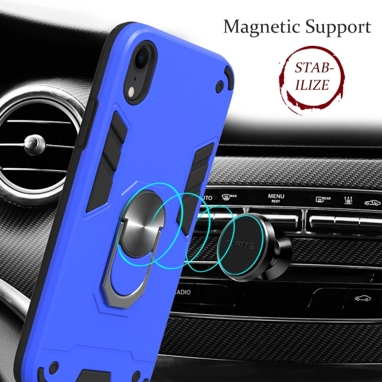 For iPhone XR 2 in 1 Armour Series PC + TPU Protective Case with Ring Holder