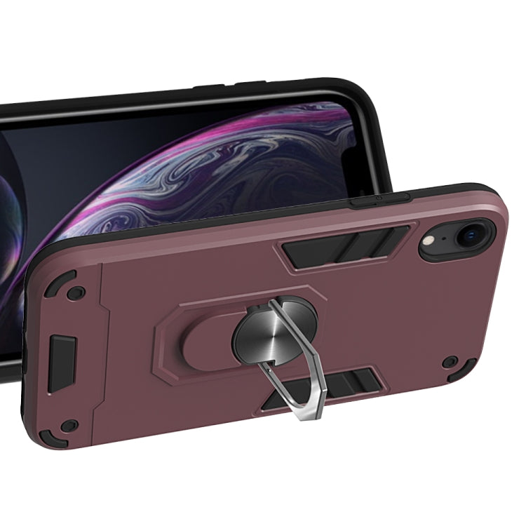 For iPhone XR 2 in 1 Armour Series PC + TPU Protective Case with Ring Holder