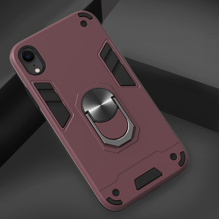 For iPhone XR 2 in 1 Armour Series PC + TPU Protective Case with Ring Holder