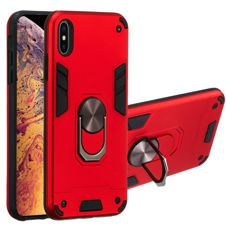 For iPhone XS Max 2 in 1 Armour Series PC + TPU Protective Case with Ring Holder